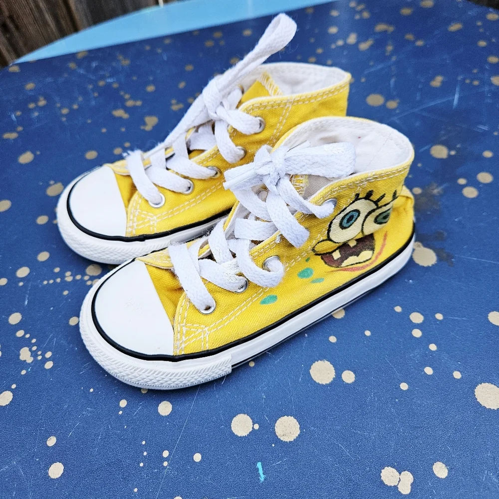 Converse SpongeBob Kids High-Top Sneakers - Yellow Size 8 - Picture 15 of 16